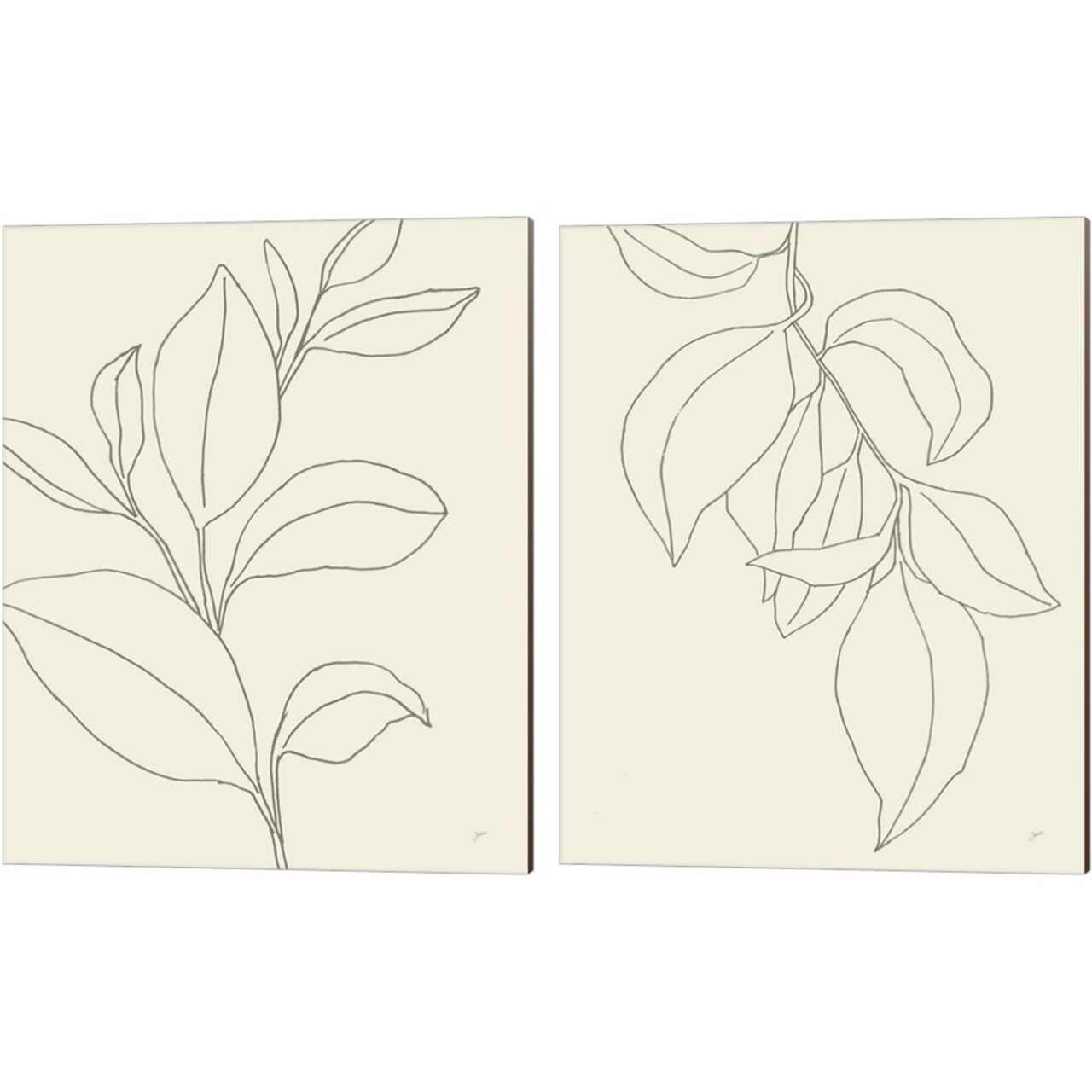 Line Leaves Oasis by Karyn Panganiban 12" x 15" Canvas Wall Art (Set of 2)